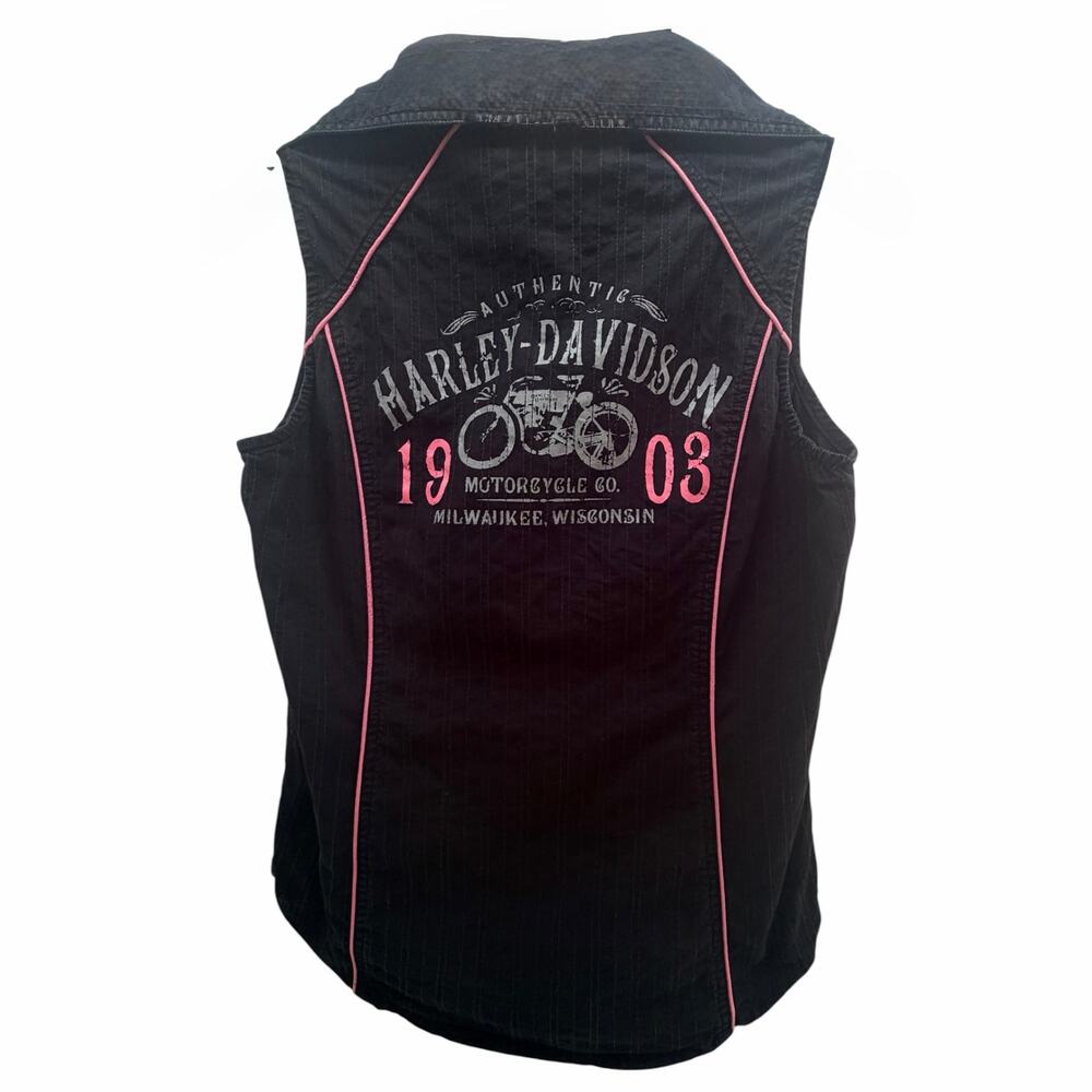 Harley-Davidson 1903 Sleeveless Snap Shirt Women's Black Pink